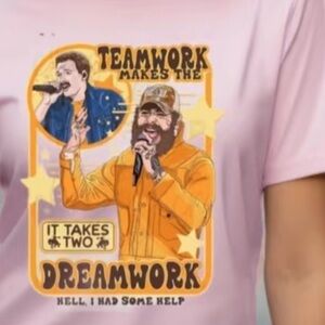Custom Teamwork Makes The Dreamwork it Takes Two T-Shirt. NWOT